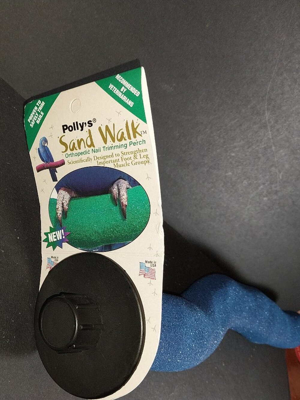 Polly’s Sand Walk Orthopedic Nail Trimming Perch for Birds Size Large (Blue)